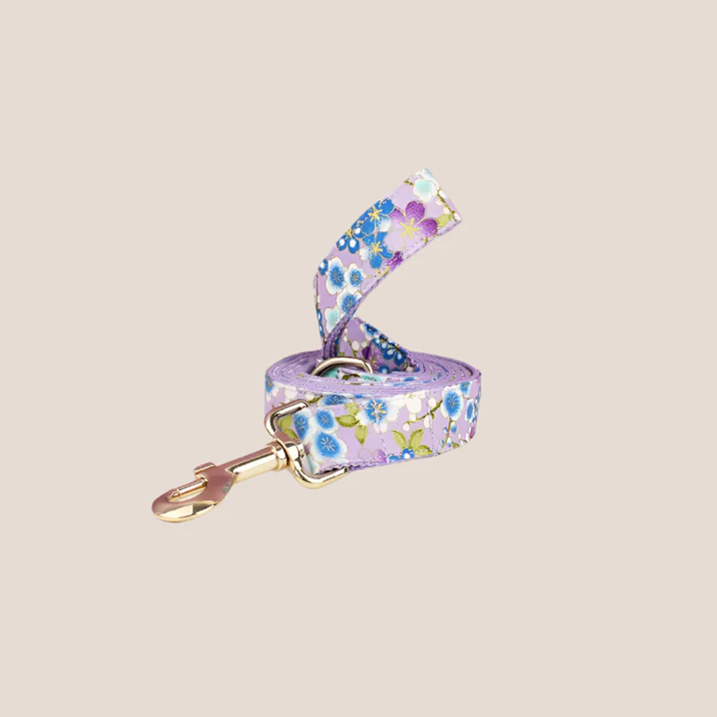 Personalized Pet ID Collar, Harness Leash & Accessories Set Purple Floral