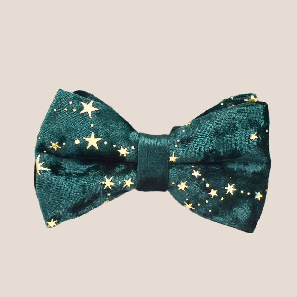 Dark Green & Gold Stars Velvet Engraved Pet Set