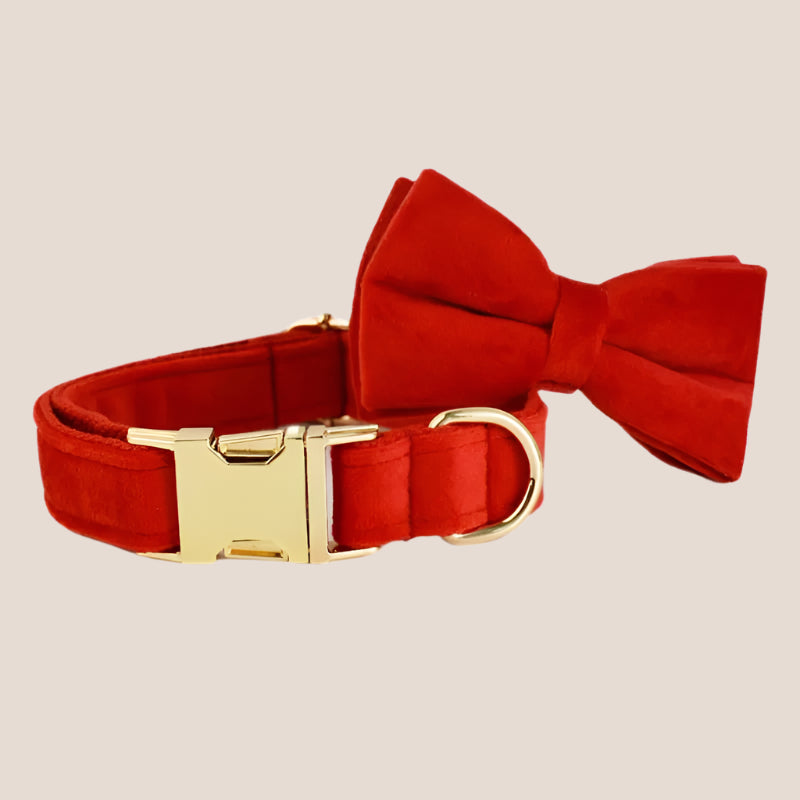Red Velvet Engraved Pet Set
