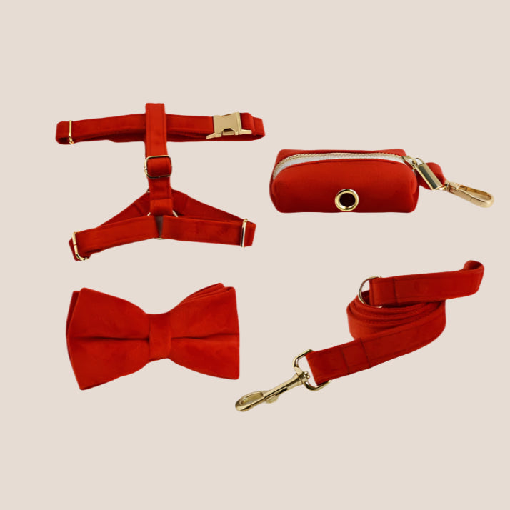 Red Velvet Engraved Pet Set