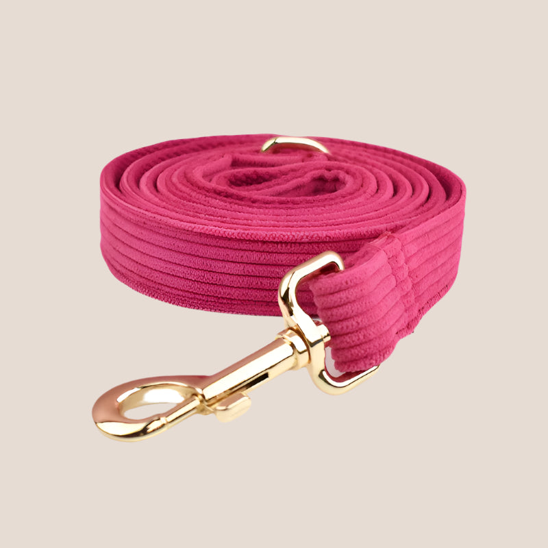 Dark Pink Corduroy Engraved Pet Set