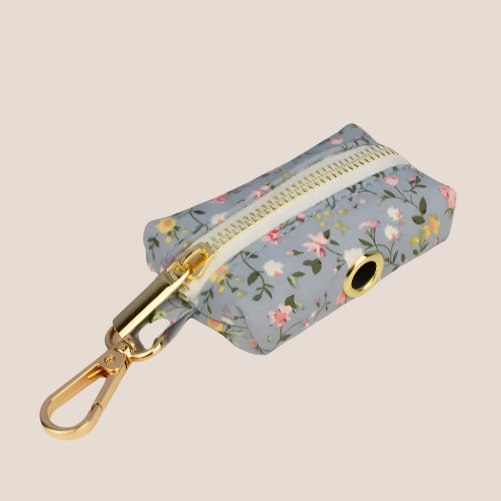 Personalized Pet ID Collar, Harness Leash & Accessories Set Blue Floral