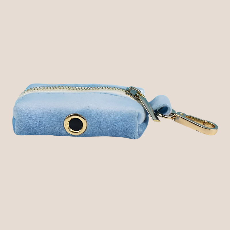 Personalized Pet ID Collar, Harness Leash & Accessories Set Light Blue Velvet