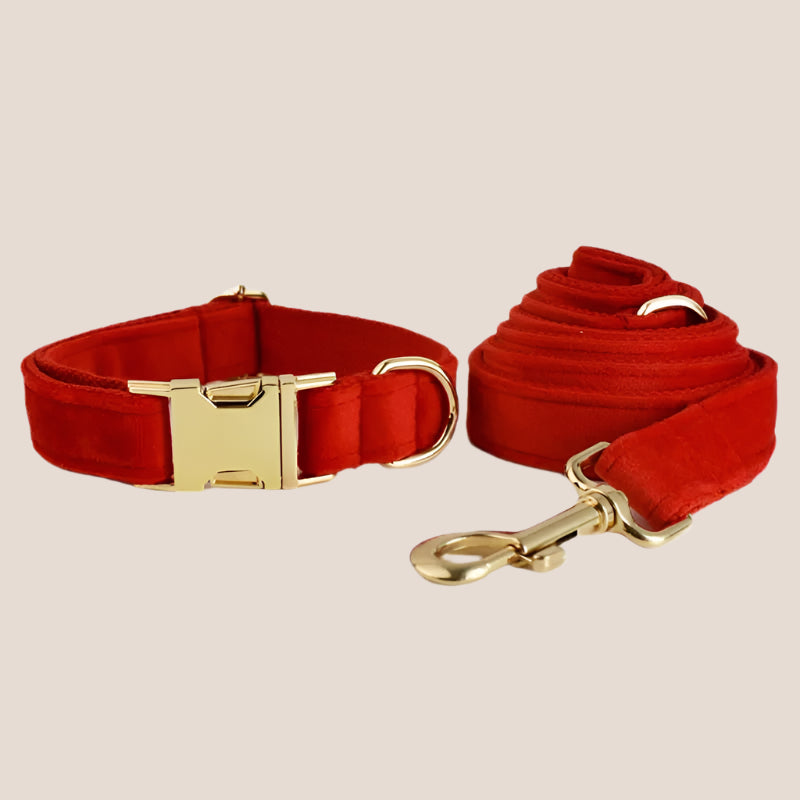 Red Velvet Engraved Pet Set