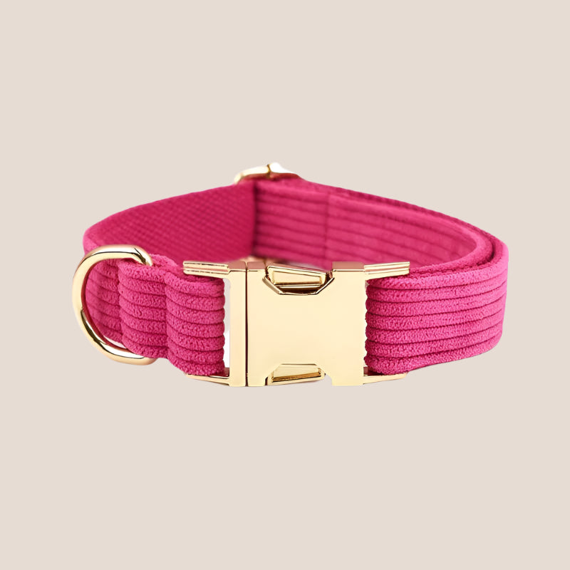 Dark Pink Corduroy Engraved Pet Set