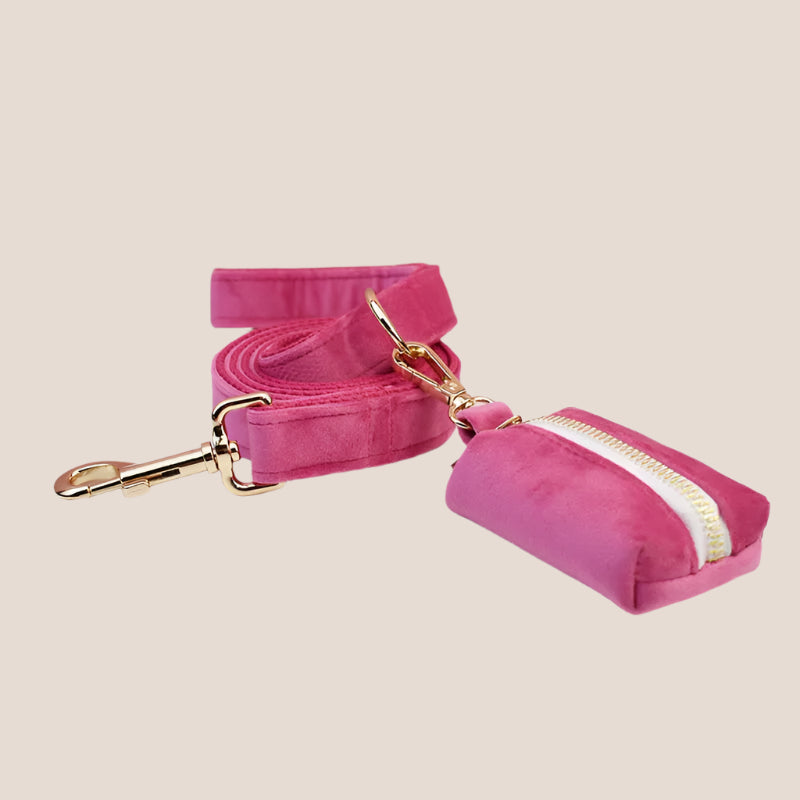 Dark Pink Velvet Engraved Pet Set