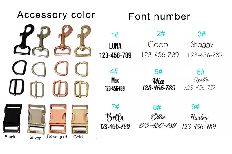 PERSONALIZED COLLAR LEASH AND TIE SETS