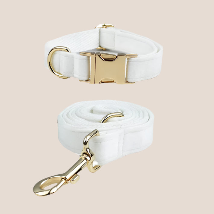 White Velvet Engraved Pet Set