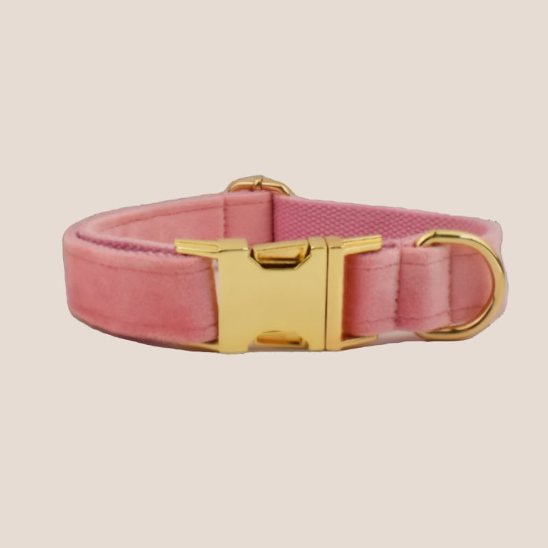 Baby Pink Velvet Engraved Pet Set