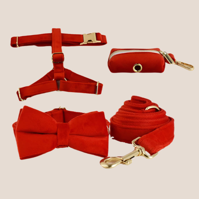 Red Velvet Engraved Pet Set