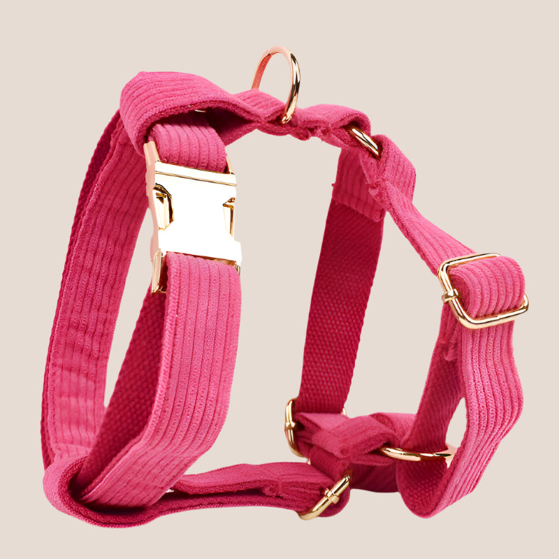 Dark Pink Corduroy Engraved Pet Set