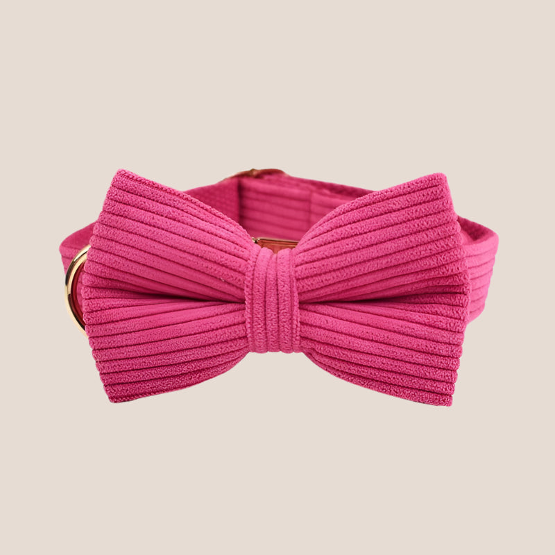 Dark Pink Corduroy Engraved Pet Set