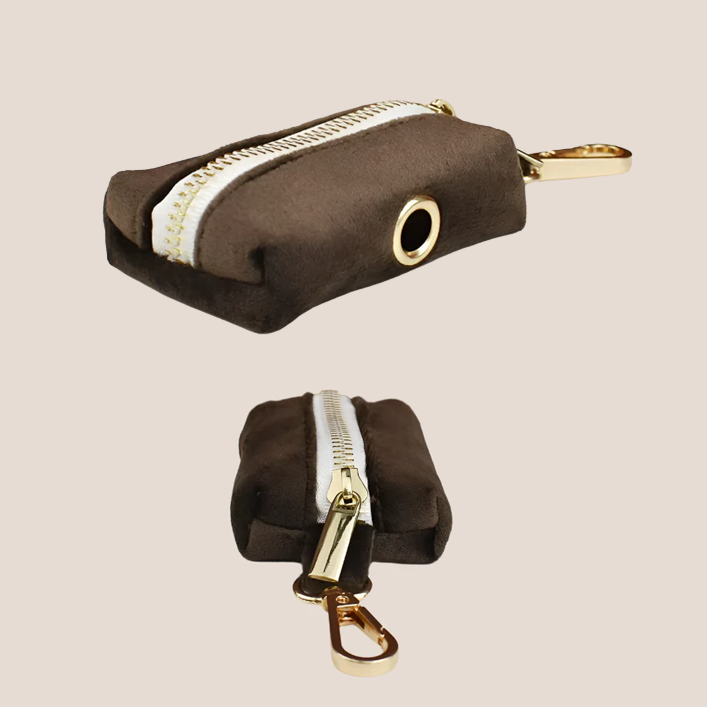 Personalized Pet ID Collar, Harness Leash & Accessories Set Brown Velvet