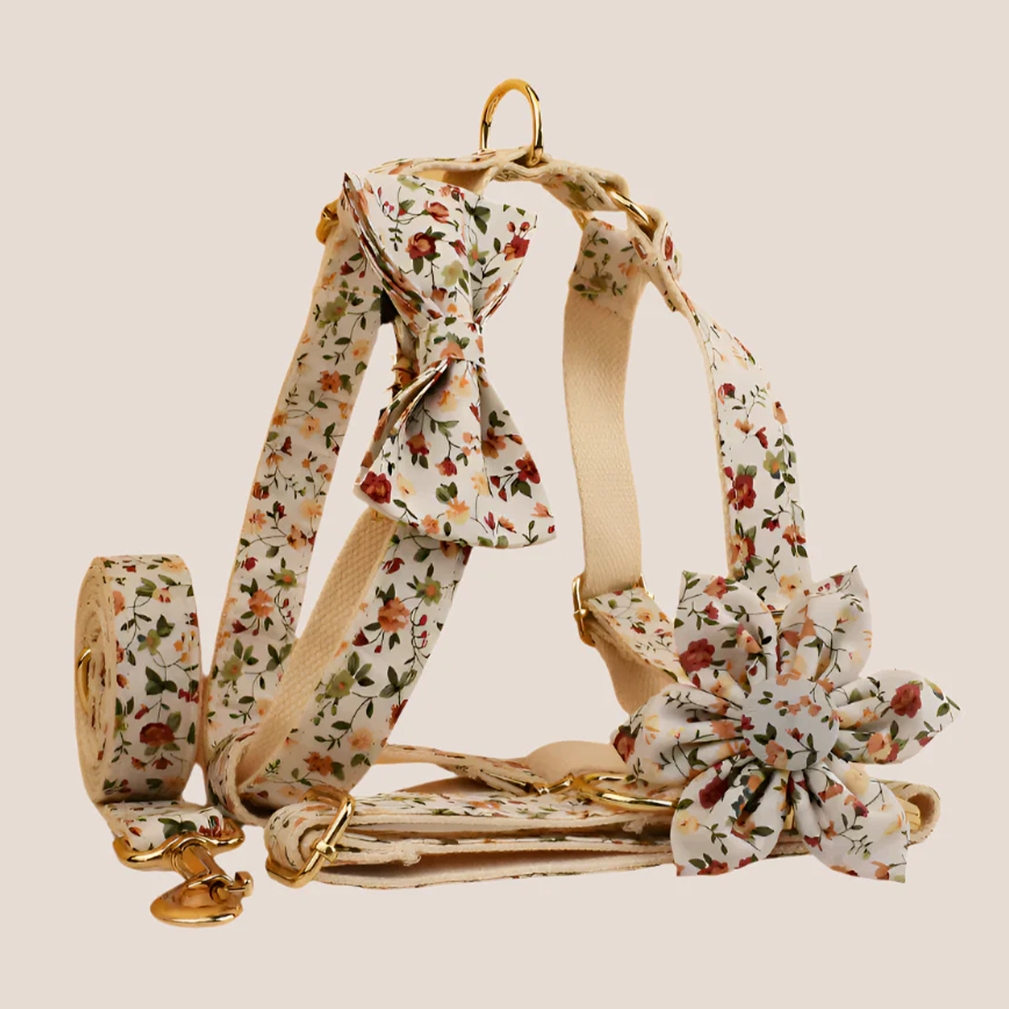 Beige Floral Engraved Pet Set