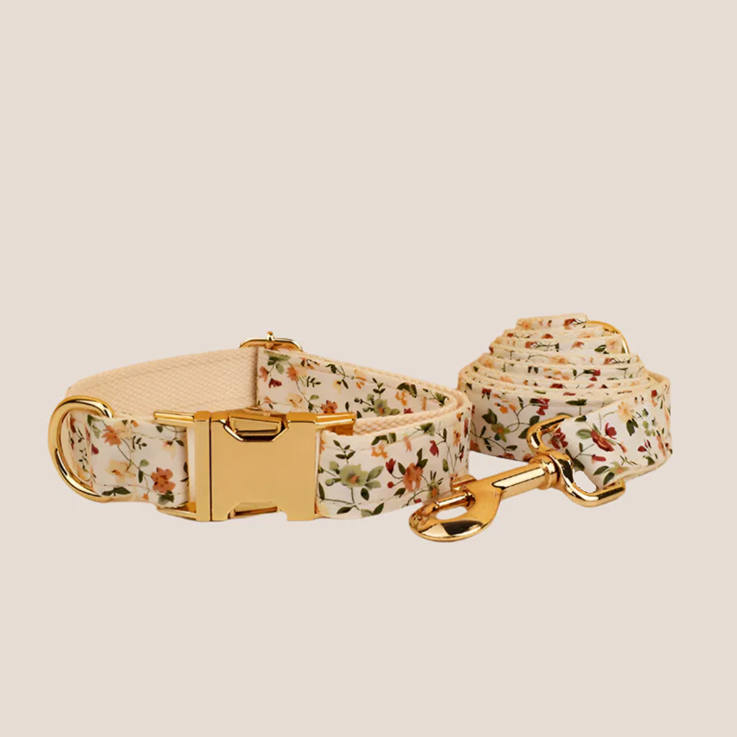 Beige Floral Engraved Pet Set