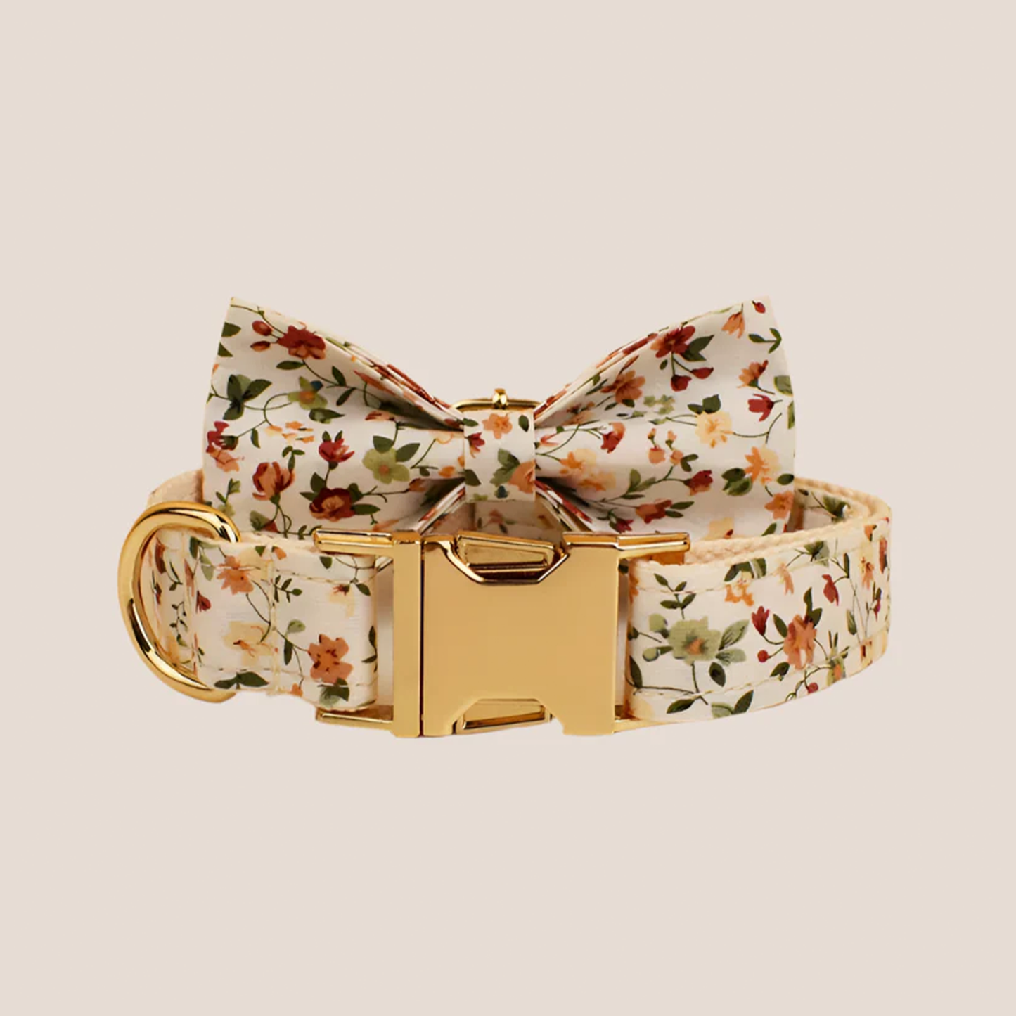 Beige Floral Engraved Pet Set