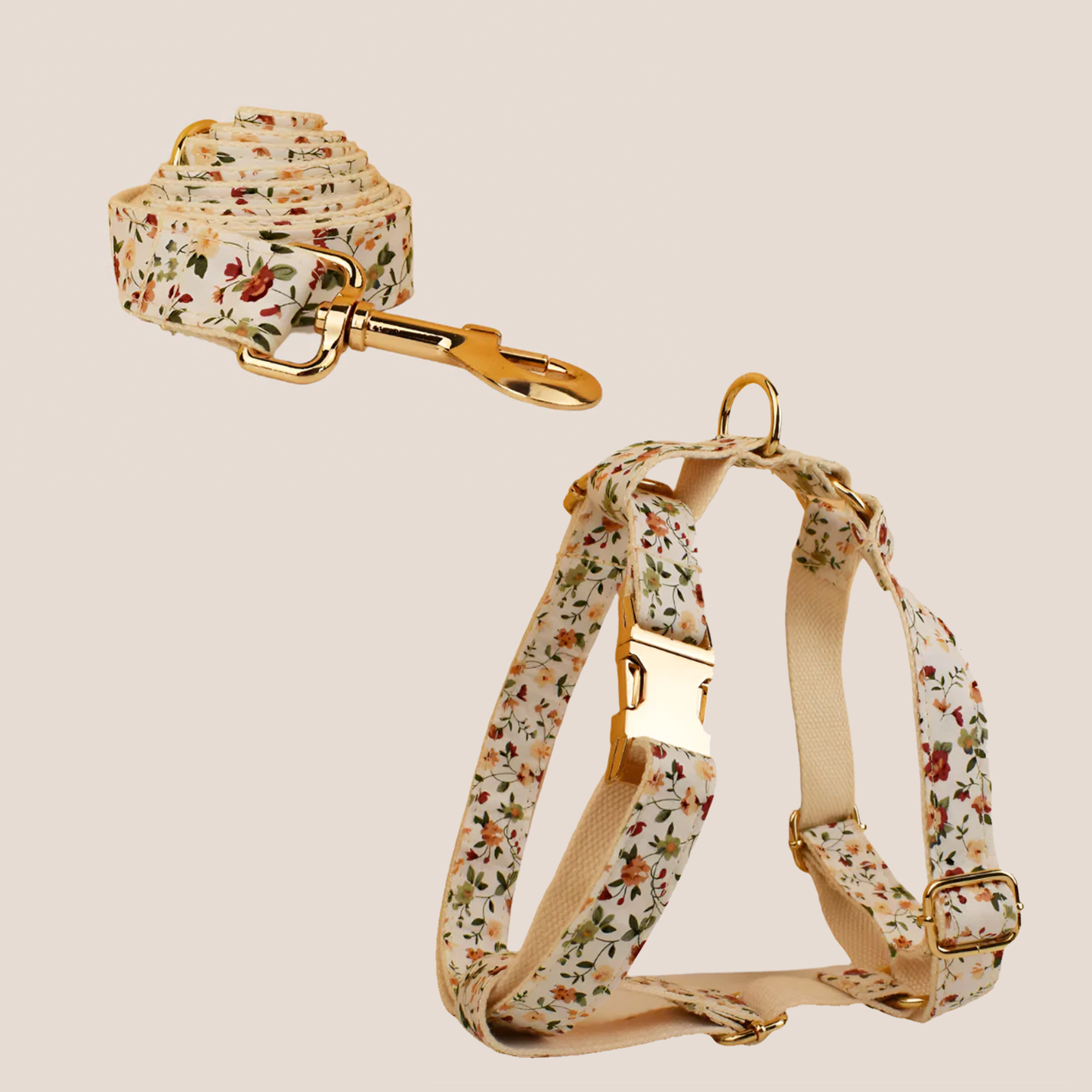 Beige Floral Engraved Pet Set