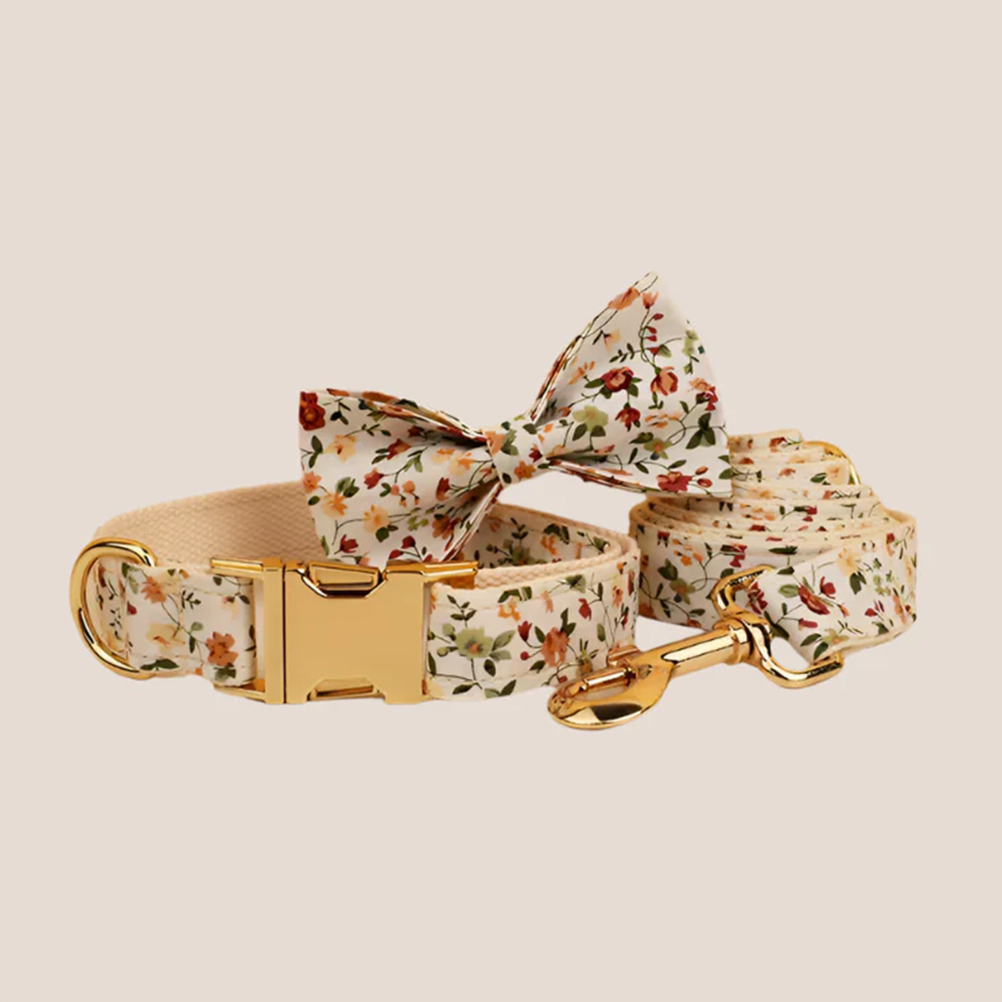 Beige Floral Engraved Pet Set