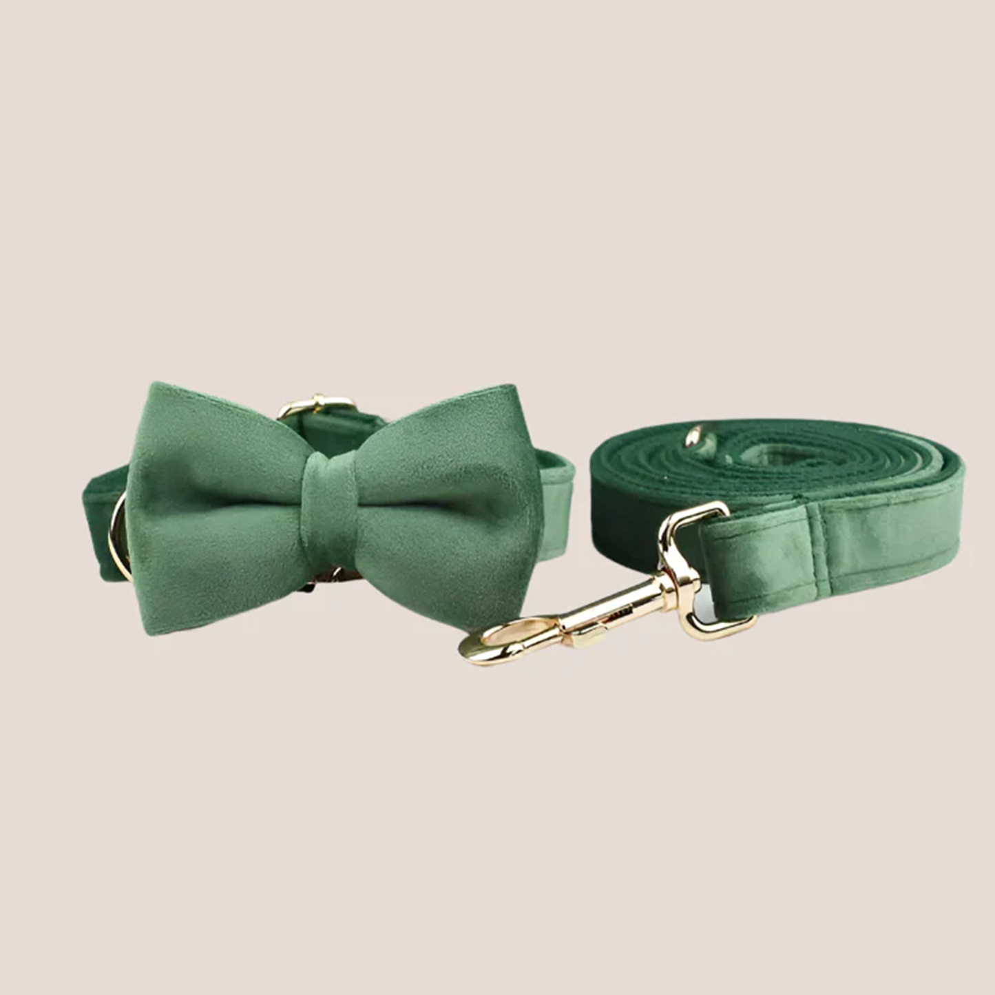 Forest Green Velvet Engraved Pet Set