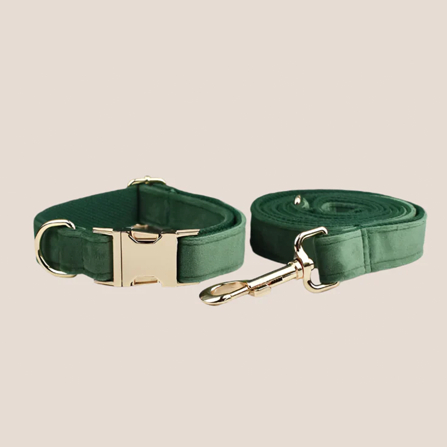 Forest Green Velvet Engraved Pet Set