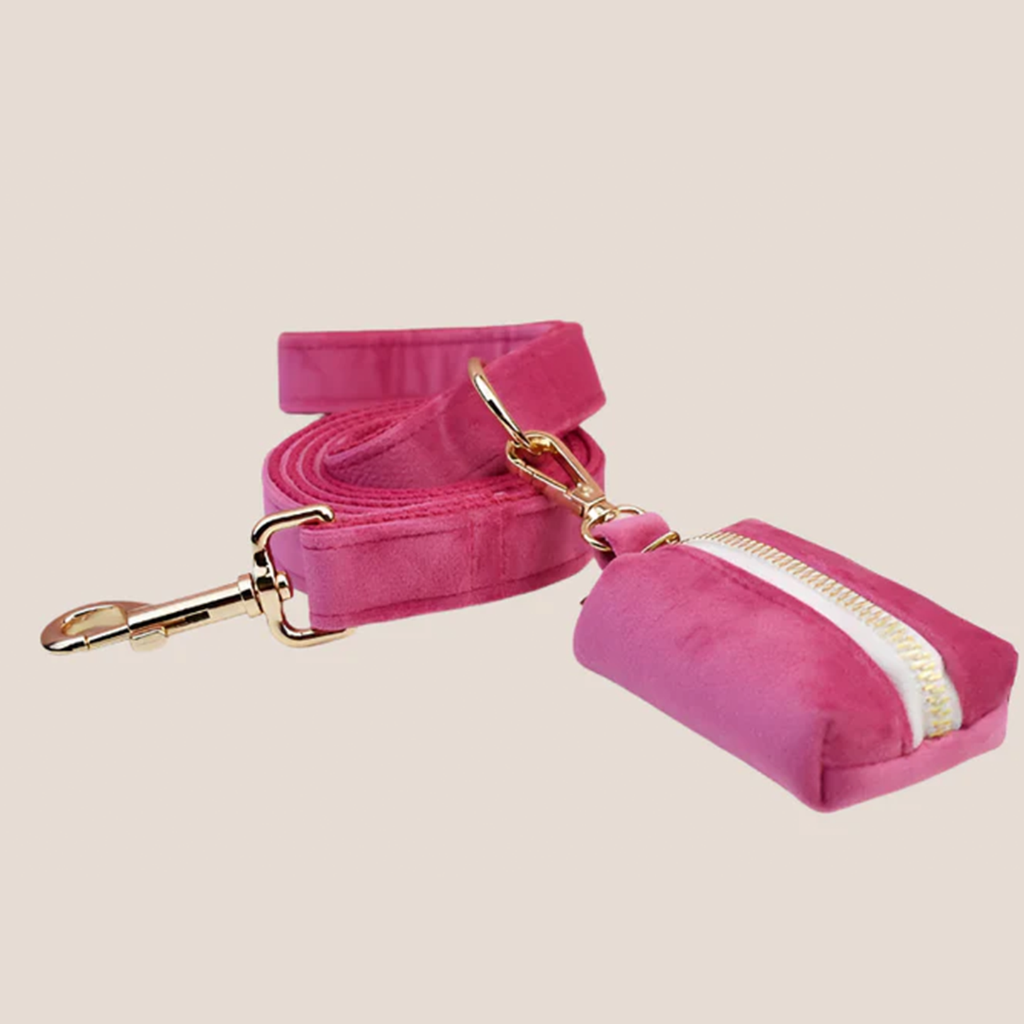 Dark Pink Velvet Engraved Pet Set