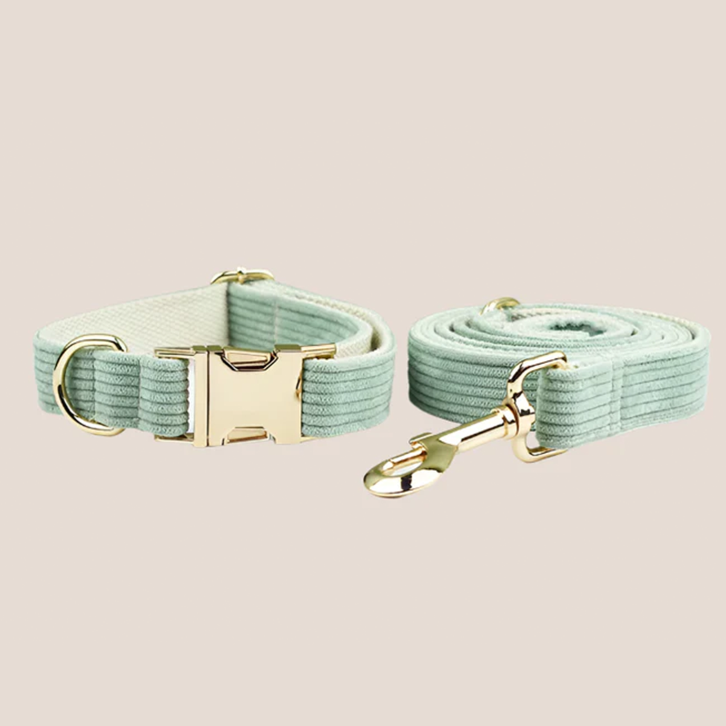 Green Corduroy Engraved Pet Set