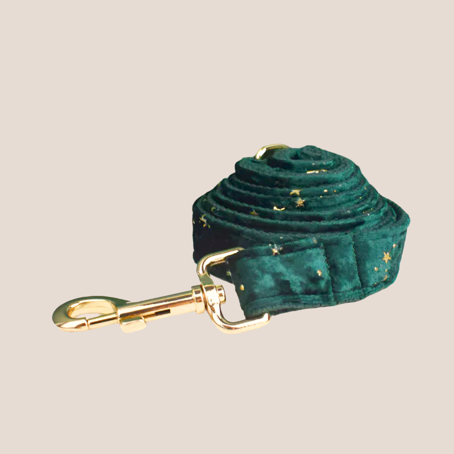 Dark Green & Gold Stars Velvet Engraved Pet Set
