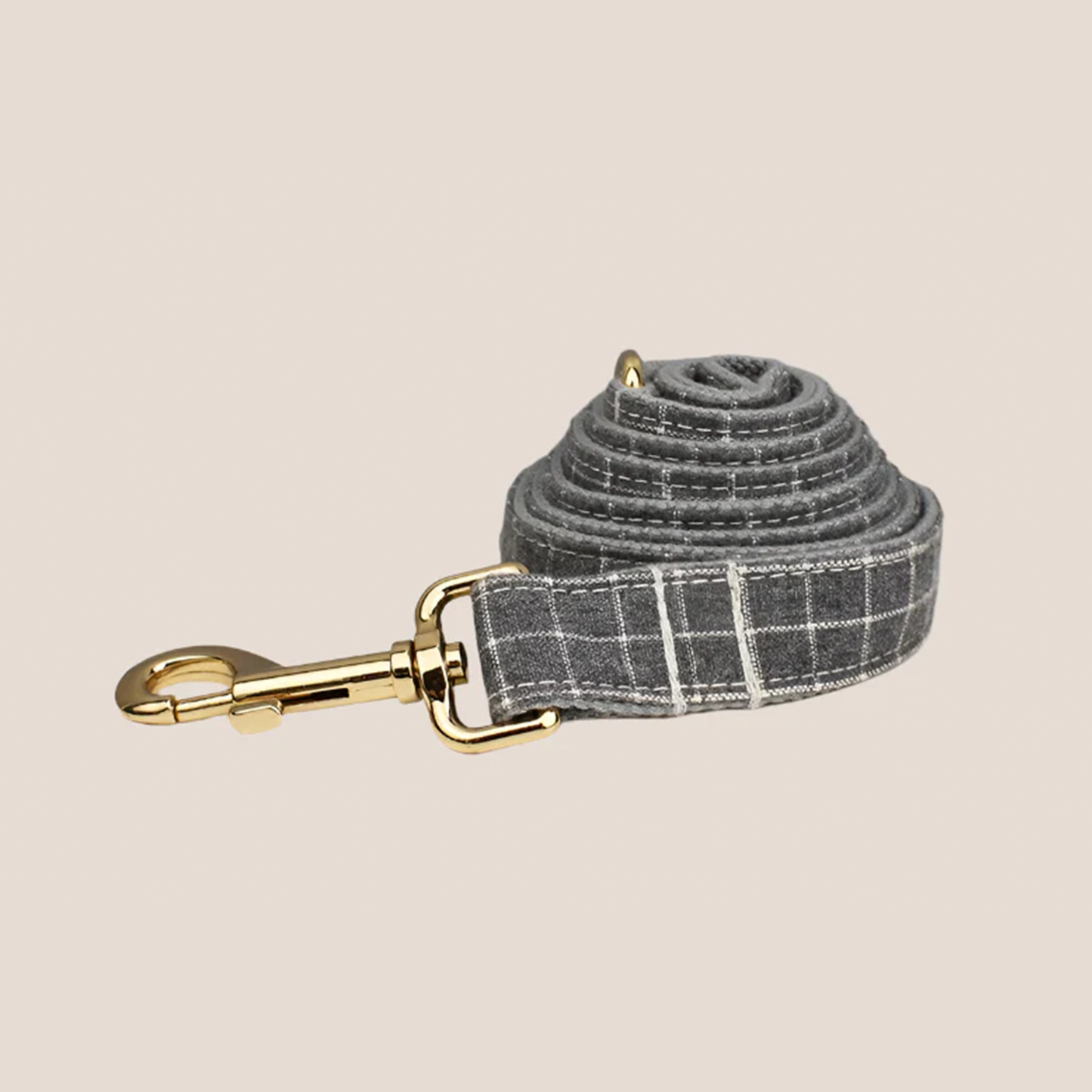 Personalized Pet ID Collar, Harness Leash & Accessories Set Grey Grid