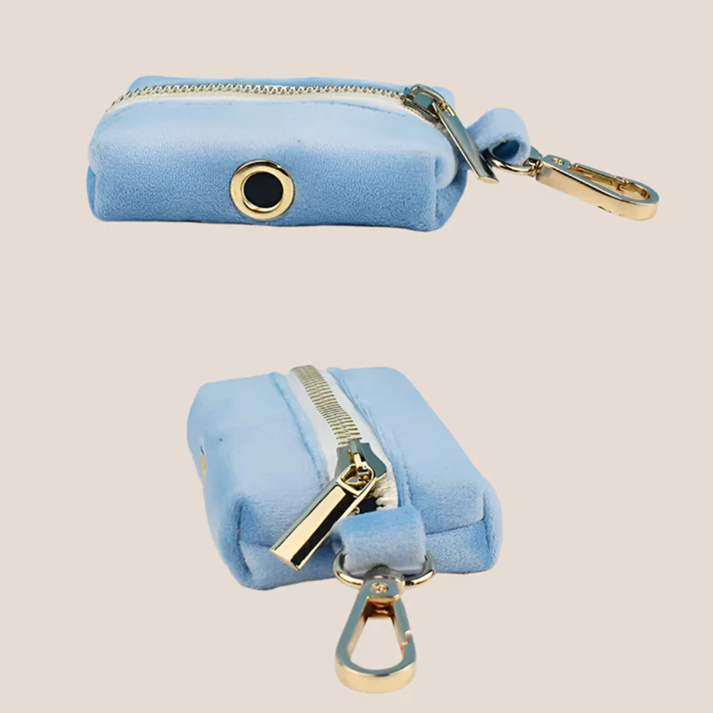 Personalized Pet ID Collar, Harness Leash & Accessories Set Light Blue Velvet
