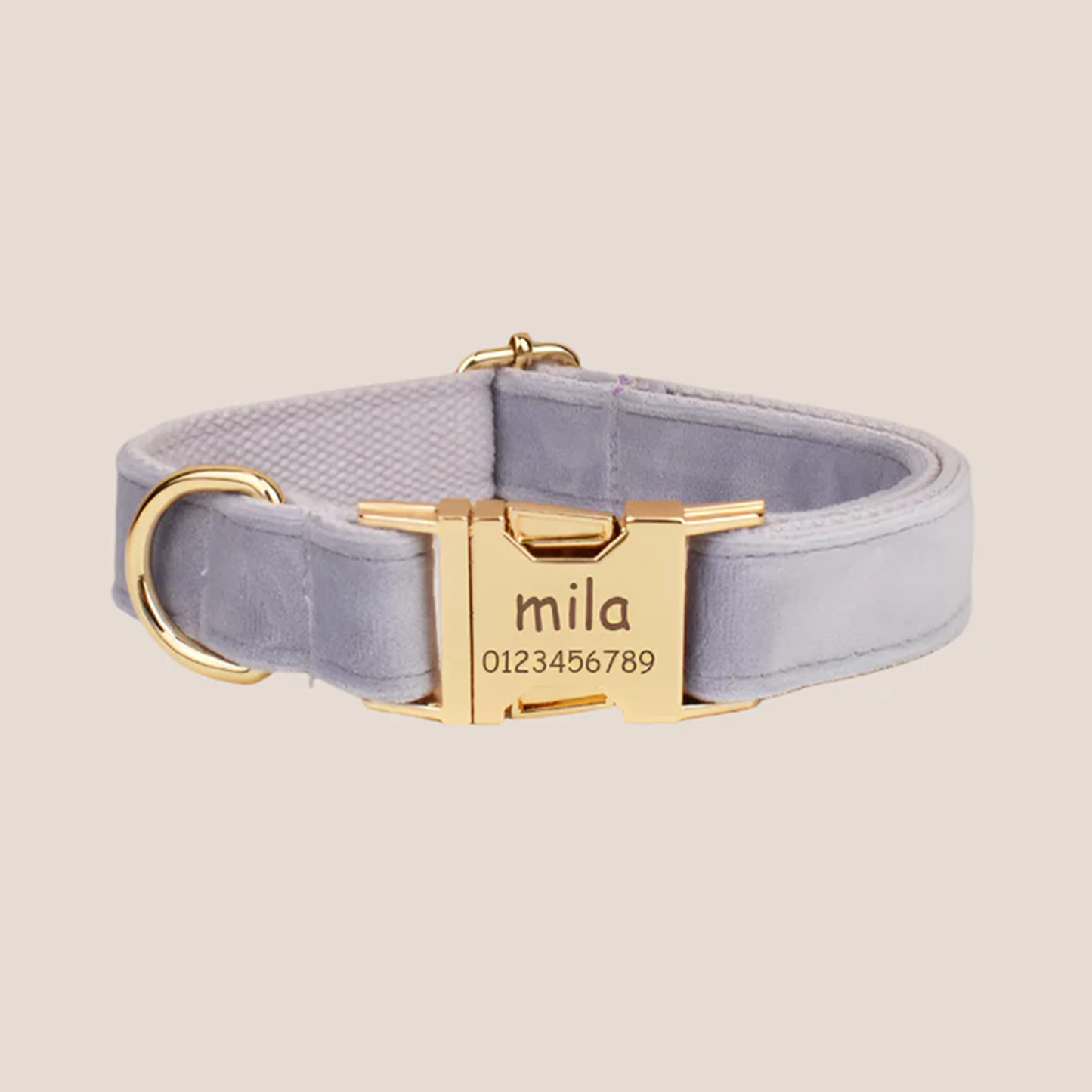 Personalized Pet ID Collar, Harness Leash & Accessories Set Lilac Velvet