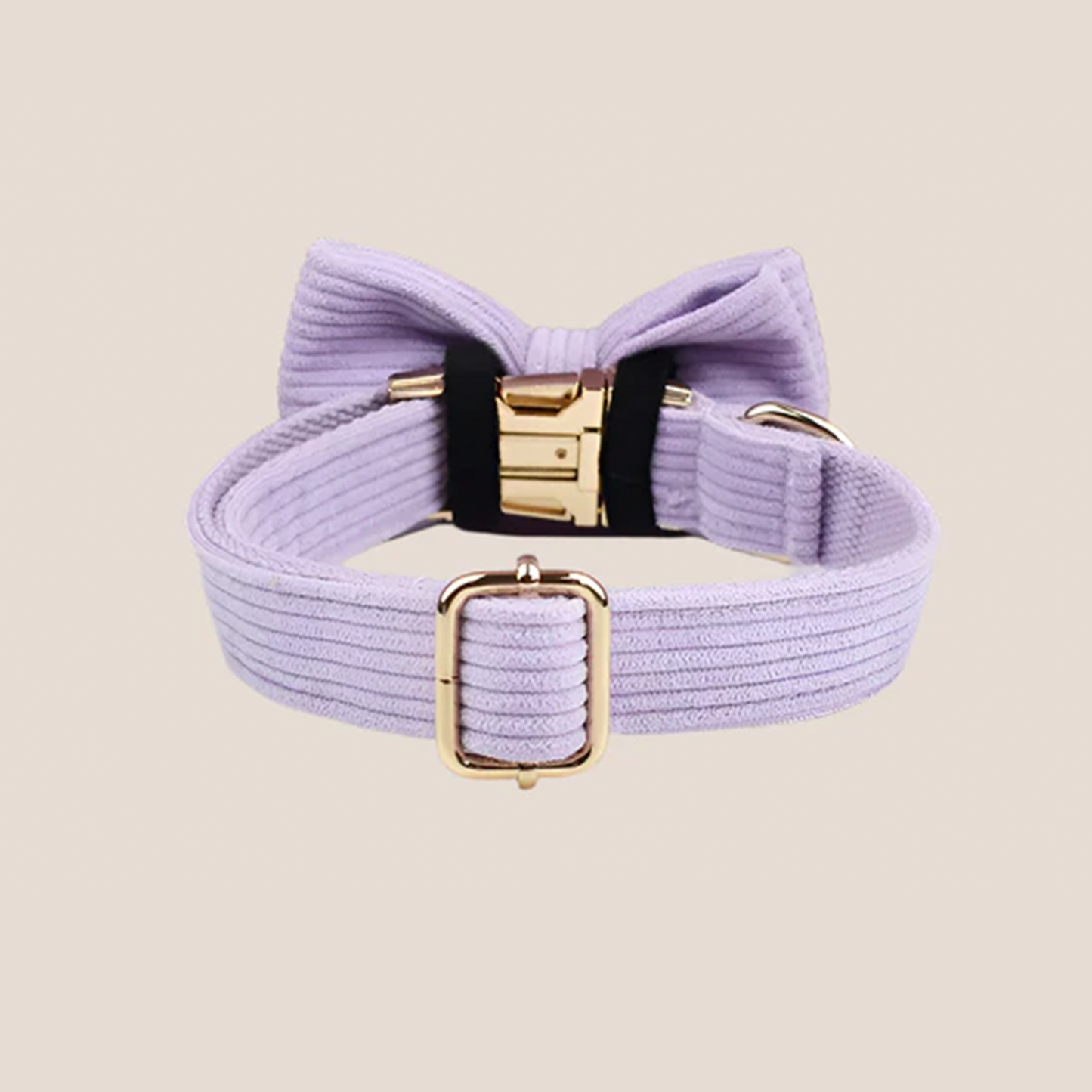 Personalized Pet ID Collar, Harness Leash & Accessories Set Lilac Corduroy