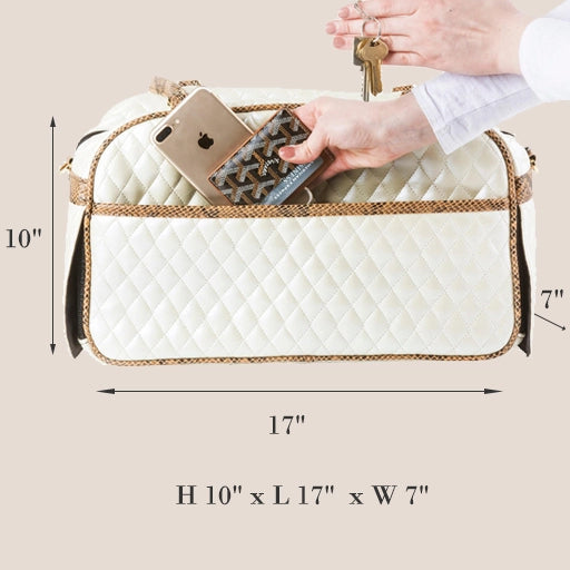 MARLEE - Ivory Quilted Shoulder Carry Stealth Pet Bag