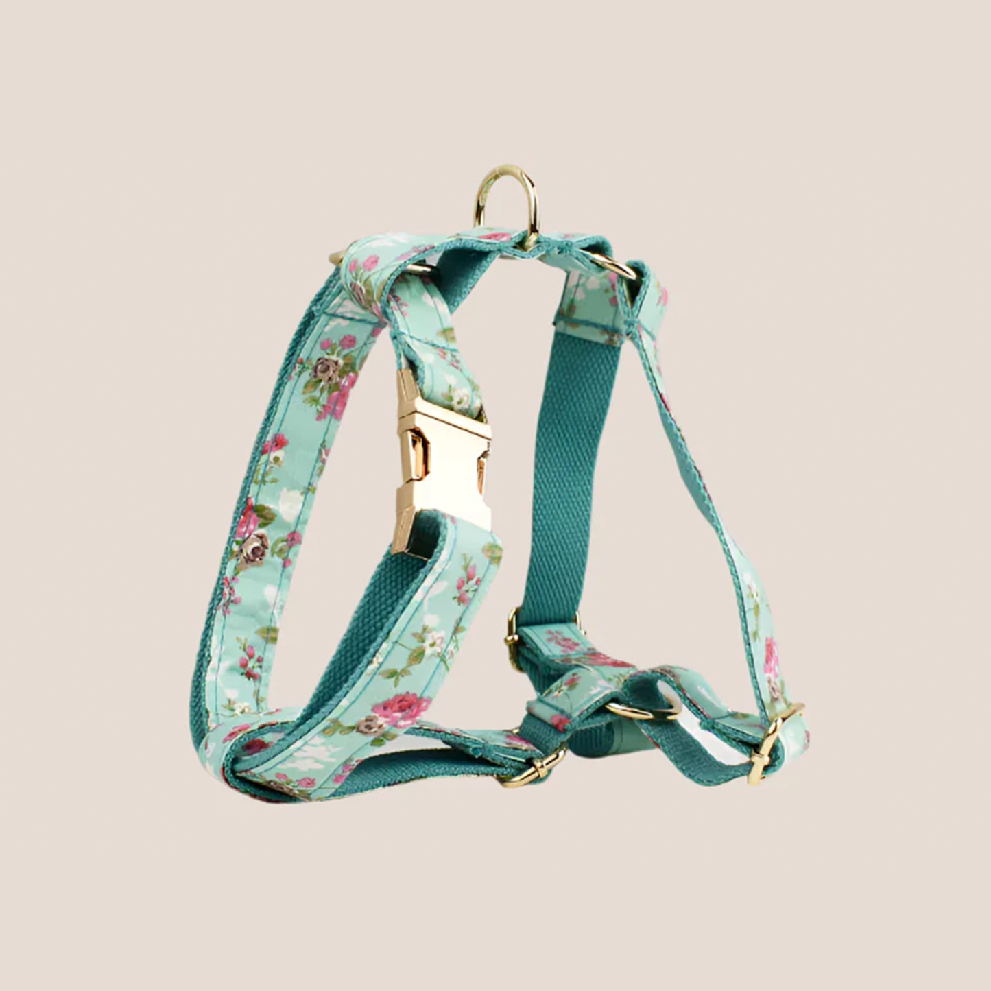 Personalized Pet ID Collar, Harness Leash & Accessories Set Mint Floral