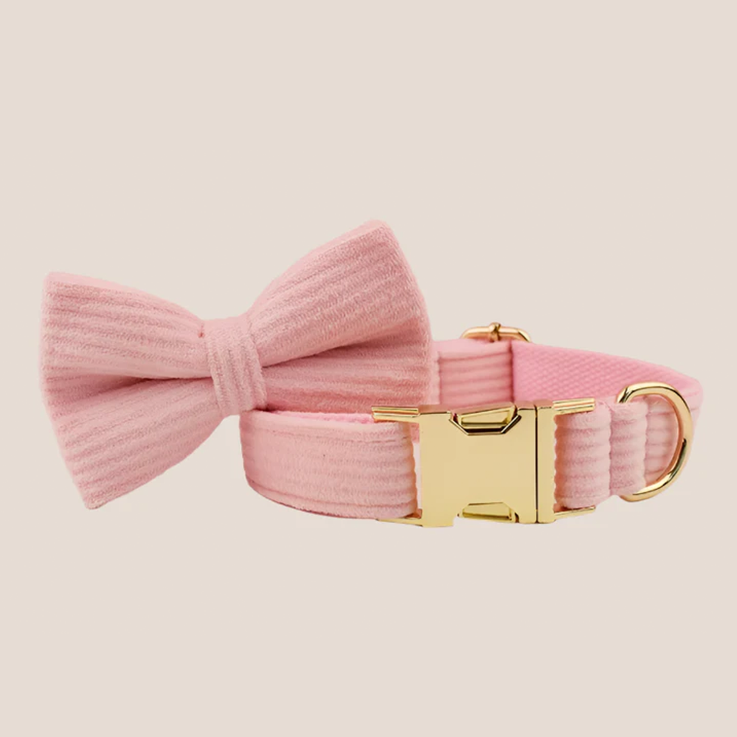Personalized Pet ID Collar, Harness Leash & Accessories Set - Pink Corduroy