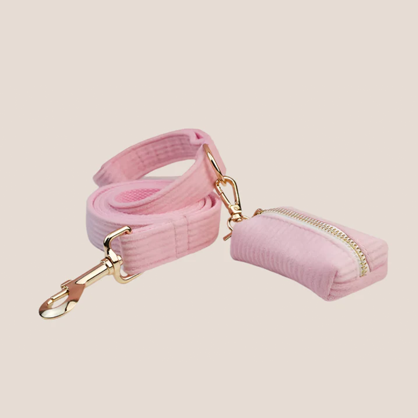 Personalized Pet ID Collar, Harness Leash & Accessories Set - Pink Corduroy