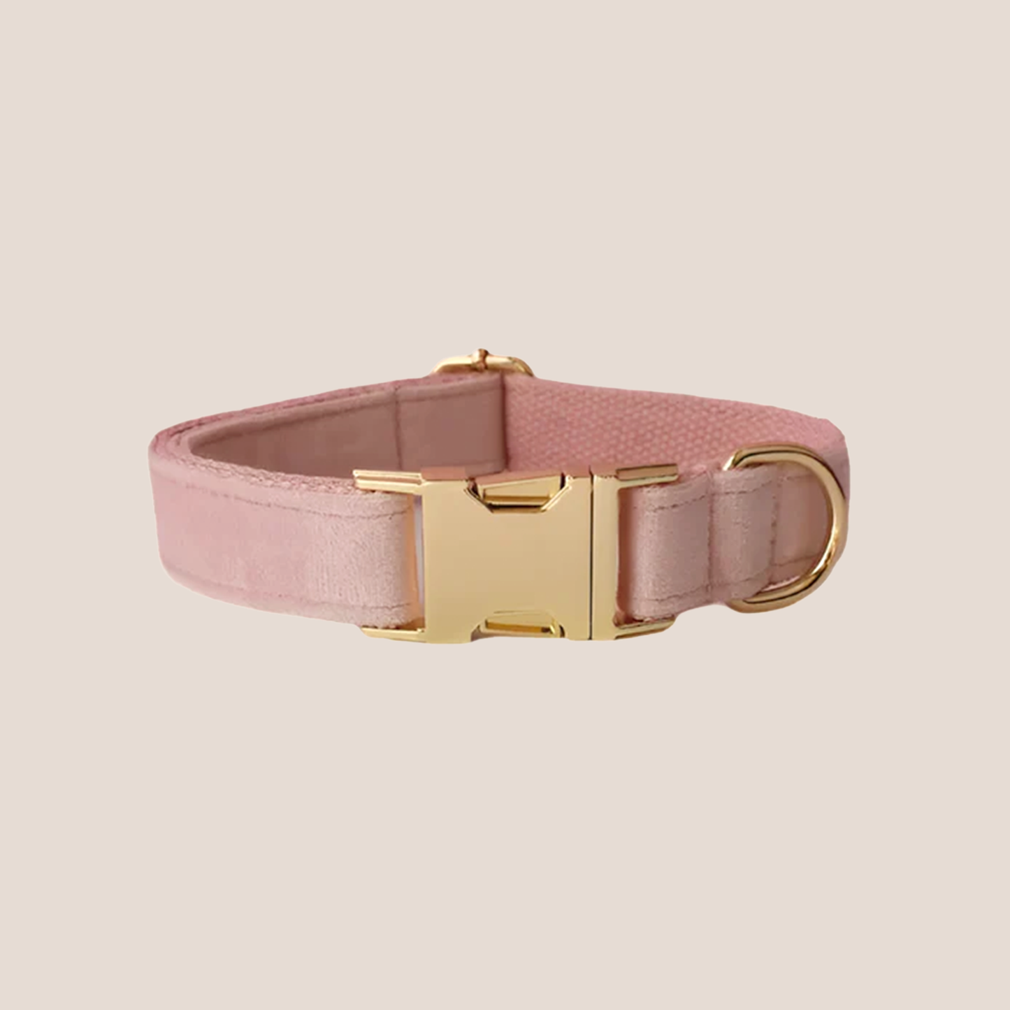 Personalized Pet ID Collar, Harness Leash & Accessories Set Pale Pink Velvet