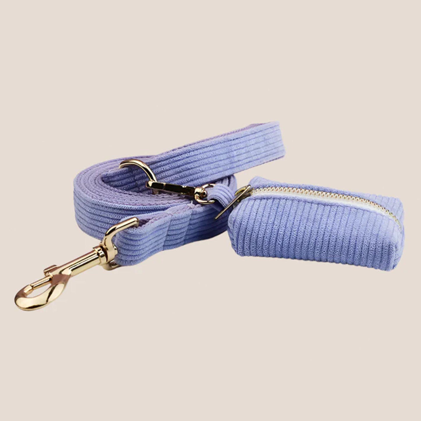 Personalized Pet ID Collar, Harness Leash & Accessories Set Purple Corduroy