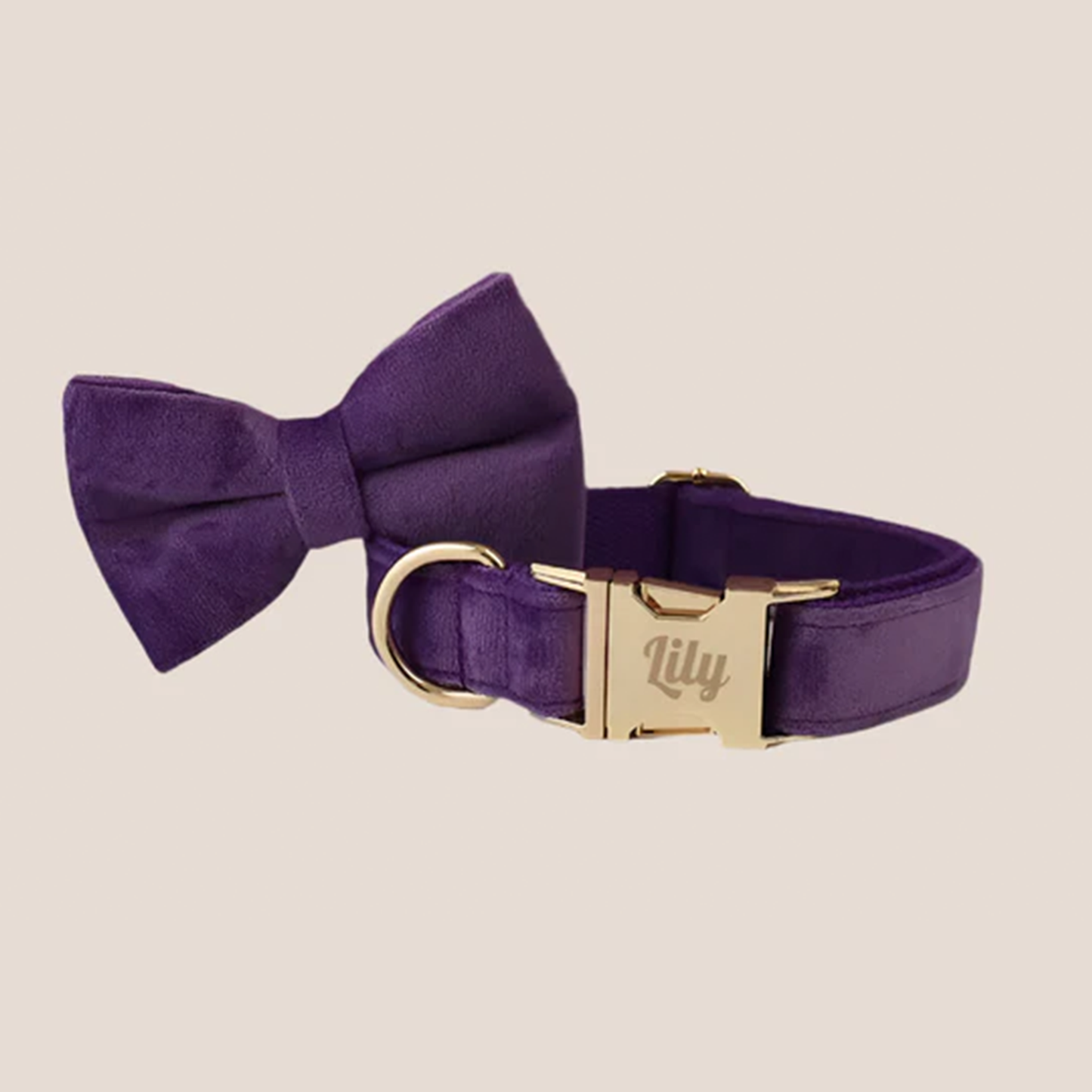 Purple Velvet Engraved Pet Set