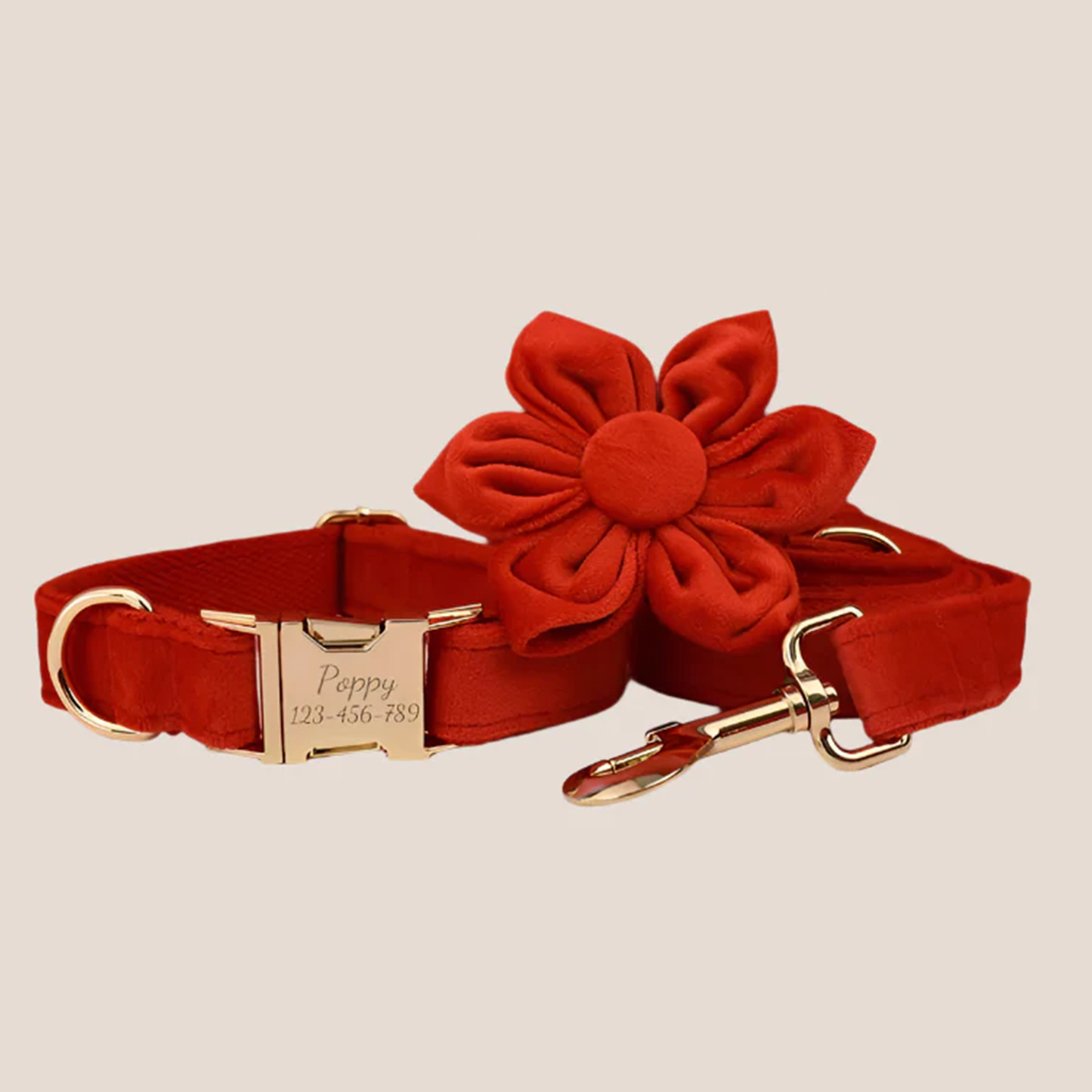 Red Velvet Engraved Pet Set