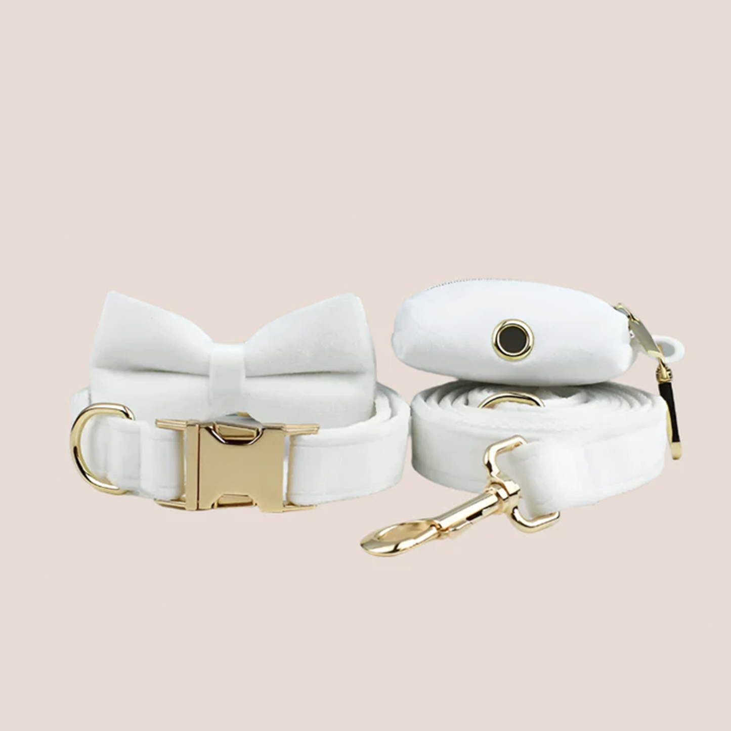 White Velvet Engraved Pet Set