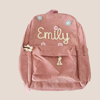 Personalized Embroidered Corduroy Backpack - Day Pack for Pets and Kids