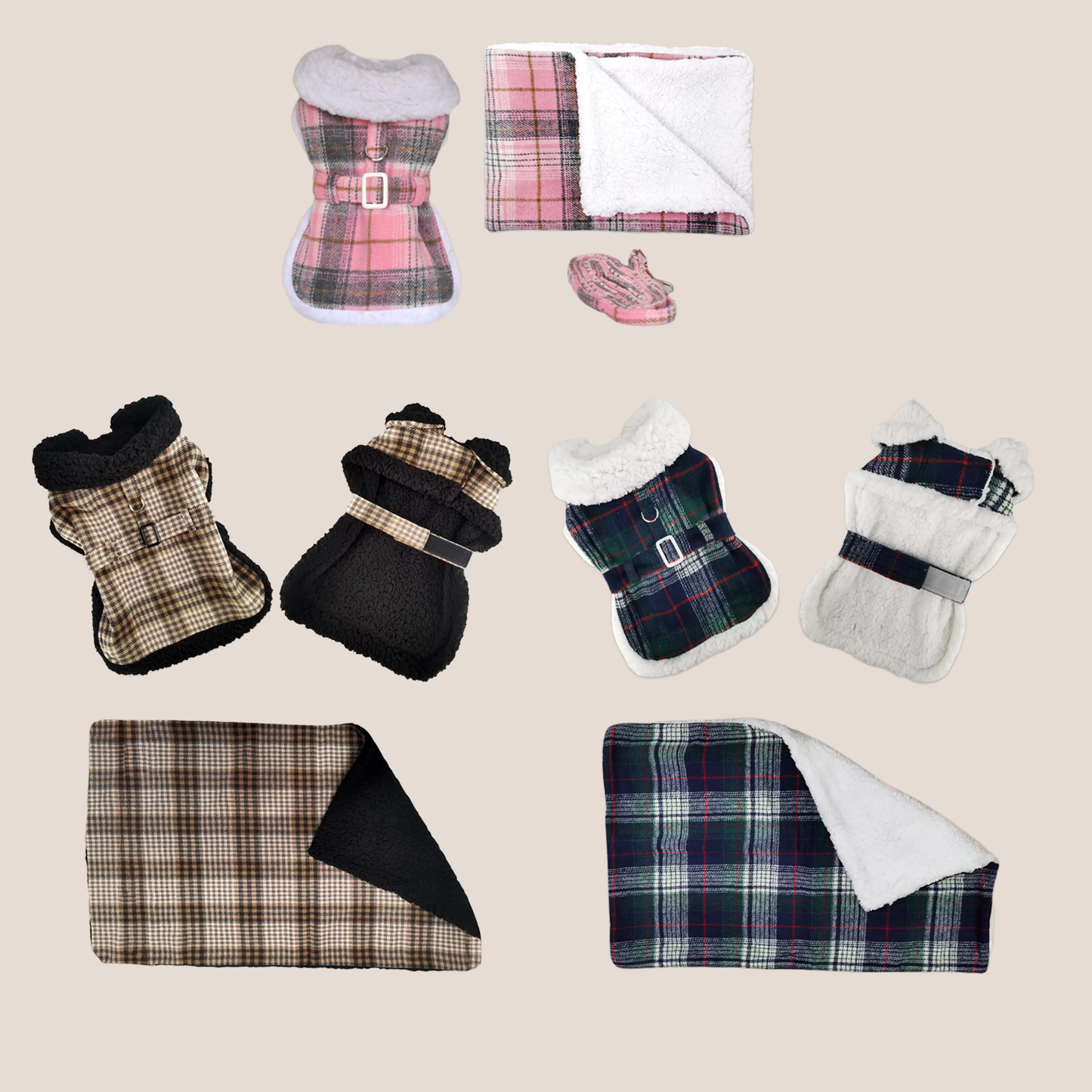 Plaid Luxury Sherpa Lined - Coat & Blanket Set