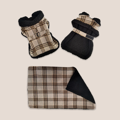 Plaid Luxury Sherpa Lined - Coat & Blanket Set