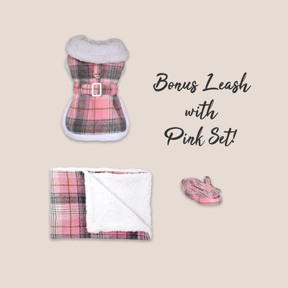 Plaid Luxury Sherpa Lined - Coat & Blanket Set