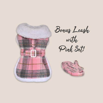 Plaid Luxury Sherpa Lined - Coat & Blanket Set