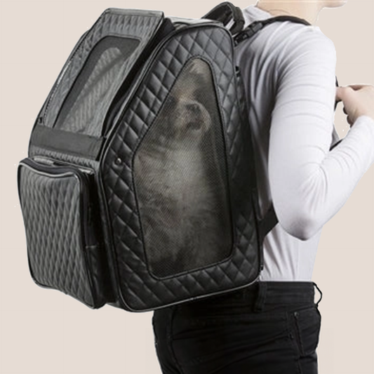 RIO - Luxury 3-in-1 Pet Carrier - Quilted Black with Black Trim