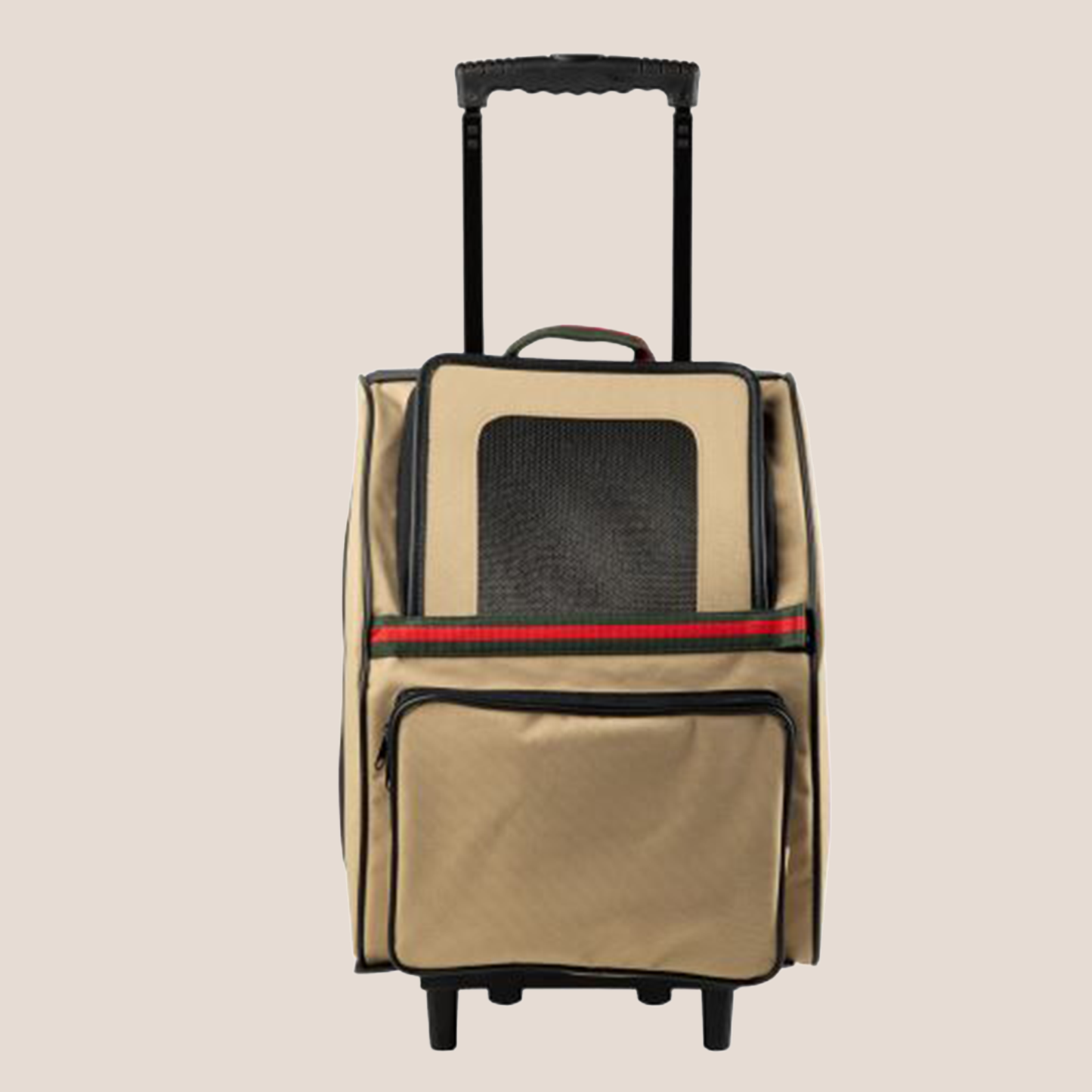RIO - Luxury 3-in-1 Pet Carrier - Khaki & Stripe with Black Trim