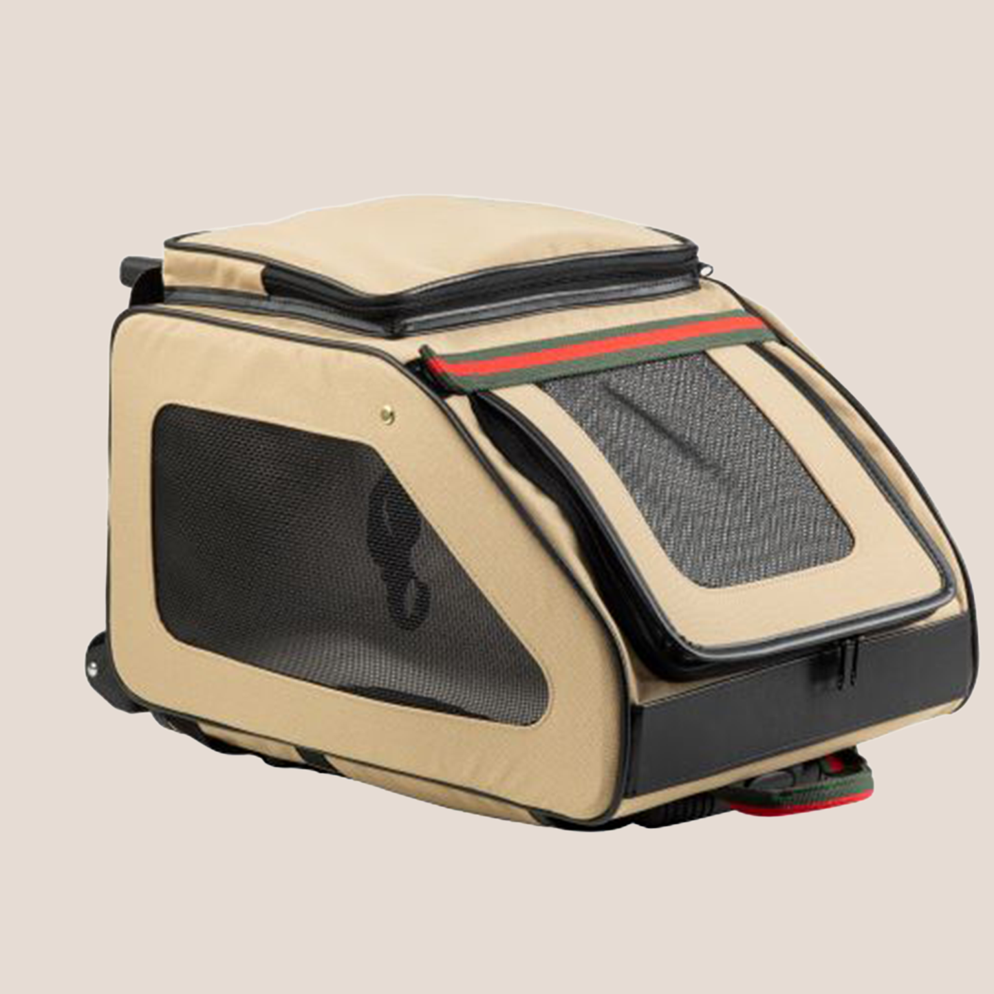 RIO - Luxury 3-in-1 Pet Carrier - Khaki & Stripe with Black Trim