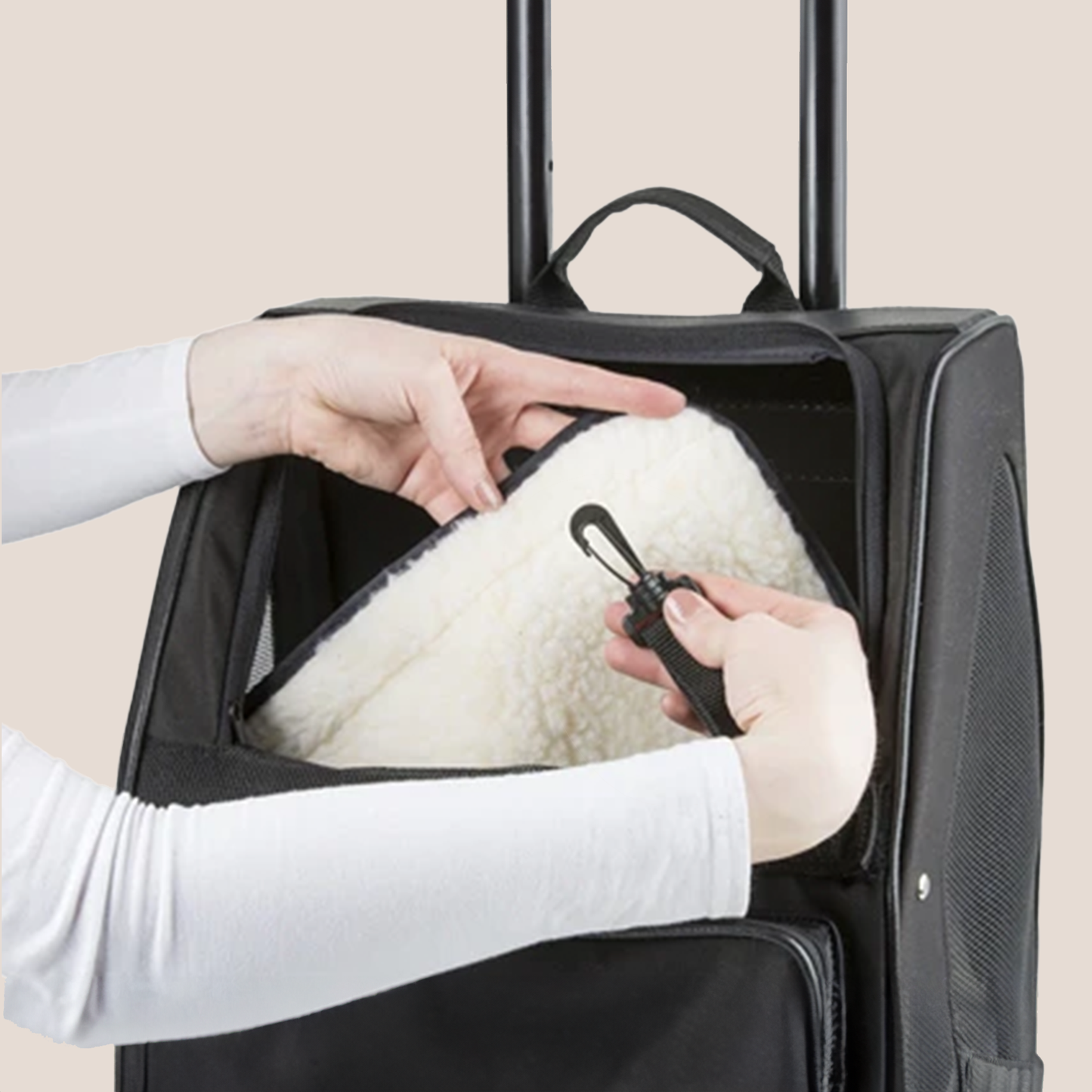 RIO - Luxury 3-in-1 Pet Carrier - Khaki & Stripe with Black Trim