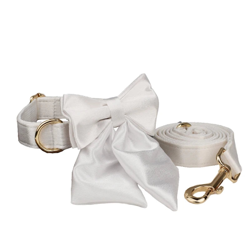Luxe White SatinEngraved Pet Set